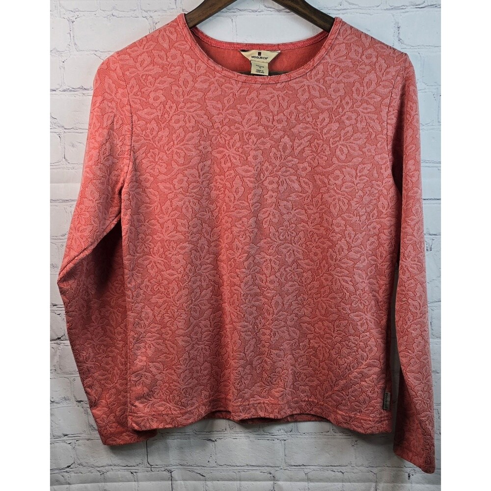 Woolrich Women's Winter Coral Long Sleeve Top Size M Round Neck Comfort Textured